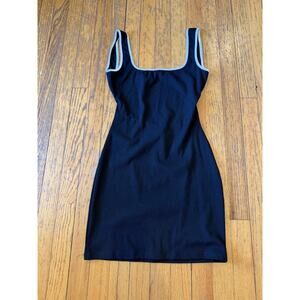 Princess Polly Feldman Mini Dress Womens 6 Black Ribbed Bodycon Contrast Trim